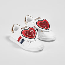 Load image into Gallery viewer, Girl's "Heart" White Sneakers