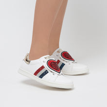 Load image into Gallery viewer, Girl's "Heart" White Sneakers