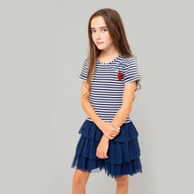 Cargar imagen en el visor de la galería, Vestido Niña Combinado Azul Marino