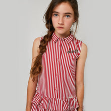 Cargar imagen en el visor de la galería, Vestido Niña Volante Rayas Rojo