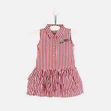 Cargar imagen en el visor de la galería, Vestido Niña Volante Rayas Rojo