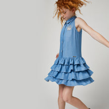 Load image into Gallery viewer, Girls Tencel Denim Ruffle Dress