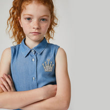 Load image into Gallery viewer, Girls Tencel Denim Ruffle Dress