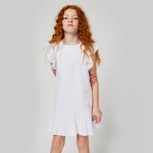 Cargar imagen en el visor de la galería, Vestido de plumeti de volante blanco para niñas