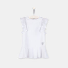 Cargar imagen en el visor de la galería, Vestido de plumeti de volante blanco para niñas