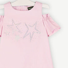 Carregar imagem no visualizador da galeria, Meninas Vestido Offshoulder Rosa