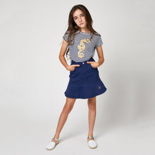 Load image into Gallery viewer, Girls Navy Flared Denim Skirt
