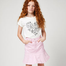 Load image into Gallery viewer, Girls Pink Flared Denim Skirt