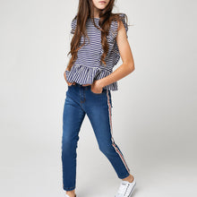 Cargar imagen en el visor de la galería, Jeans para niñas con banda lateral Denim medio