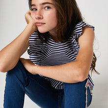 Cargar imagen en el visor de la galería, Jeans para niñas con banda lateral Denim medio