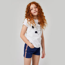 Load image into Gallery viewer, Girls Navy Denim Side Band Shorts
