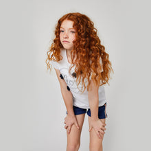 Load image into Gallery viewer, Girls Navy Denim Side Band Shorts