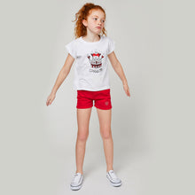 Cargar imagen en el visor de la galería, Shorts de mezclilla roja niña