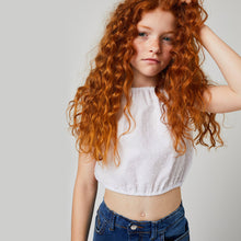 Load image into Gallery viewer, Girls White Plumeti Strass Top