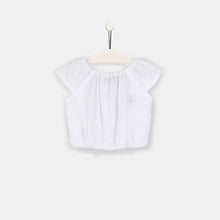 Load image into Gallery viewer, Girls White Plumeti Strass Top