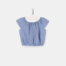Load image into Gallery viewer, Girls Blue Plumeti Strass Top