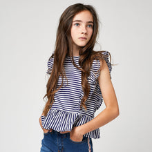 Cargar imagen en el visor de la galería, Blusa a rayas de la Marina para niñas