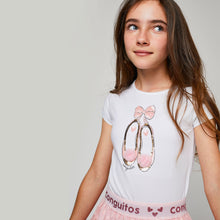 Cargar imagen en el visor de la galería, Camiseta blanca "Ballerinas" para niñas