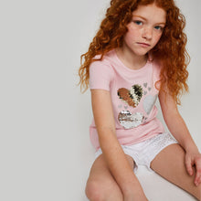 Cargar imagen en el visor de la galería, Camiseta de lentejuelas reversibles "Hearts" para niñas