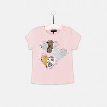 Cargar imagen en el visor de la galería, Camiseta de lentejuelas reversibles "Hearts" para niñas