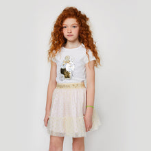 Cargar imagen en el visor de la galería, Camiseta blanca con lentejuelas reversibles "Perfume" para niñas