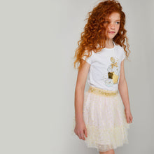 Cargar imagen en el visor de la galería, Camiseta blanca con lentejuelas reversibles "Perfume" para niñas