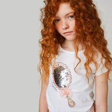 Cargar imagen en el visor de la galería, Niñas "Espejo" Lentejuelas Reversibles Camiseta Blanca