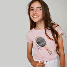 Cargar imagen en el visor de la galería, Camiseta de lentejuelas reversibles rosas "espejo"