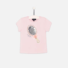 Cargar imagen en el visor de la galería, Camiseta de lentejuelas reversibles rosas "espejo"