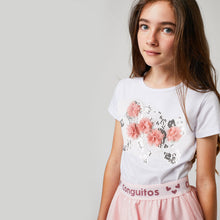 Carregar imagem no visualizador da galeria, Camiseta branca "flores" feminina