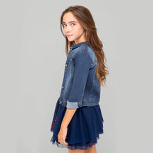 Carregar imagem no visualizador da galeria, Jaqueta jeans média para meninas
