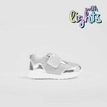 Load image into Gallery viewer, Baby's Silver Sneakers with Led Lights